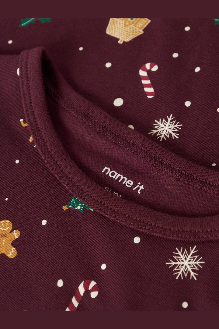 Name It - Nmfvismas Ls Nightgown - 4926435 Burgundy
