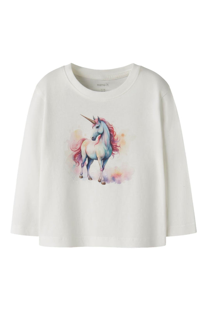 Name It - Nmfvotea Ls Nreg Top - 5003668 Cloud Dancer Pink Unicorn