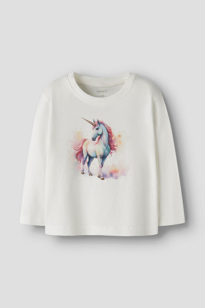 Name It - Nmfvotea Ls Nreg Top - 5003668 Cloud Dancer Pink Unicorn