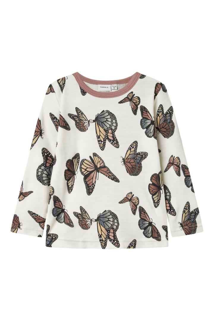 Name It - Nmfwillitus Wool Ls Top - 4738377 Snow White Butterfly