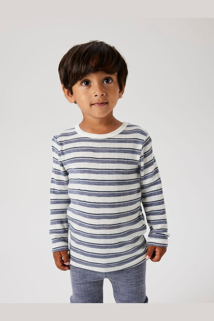 Name It - Nmmwang Wool Needle Ls Top - 4737338 Folkstone Gray Snow White