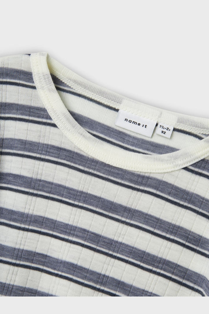 Name It - Nmmwang Wool Needle Ls Top - 4737338 Folkstone Gray Snow White