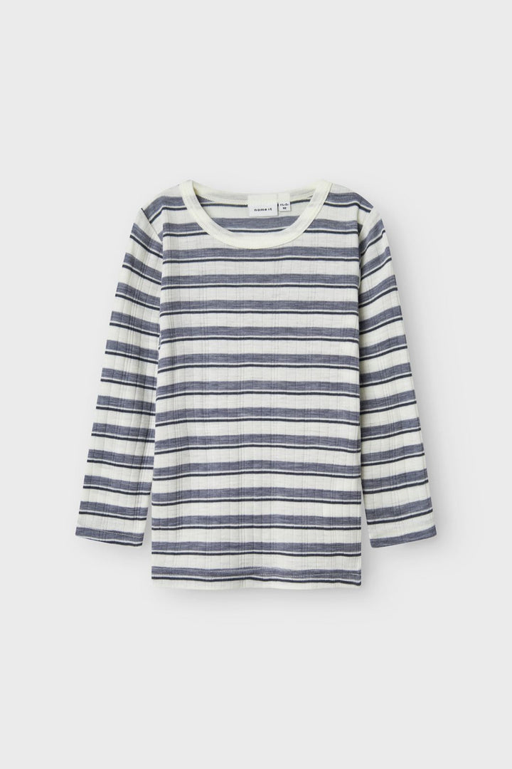 Name It - Nmmwang Wool Needle Ls Top - 4737338 Folkstone Gray Snow White