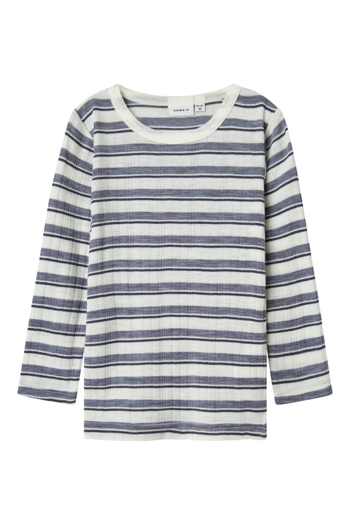 Name It - Nmmwang Wool Needle Ls Top - 4737338 Folkstone Gray Snow White
