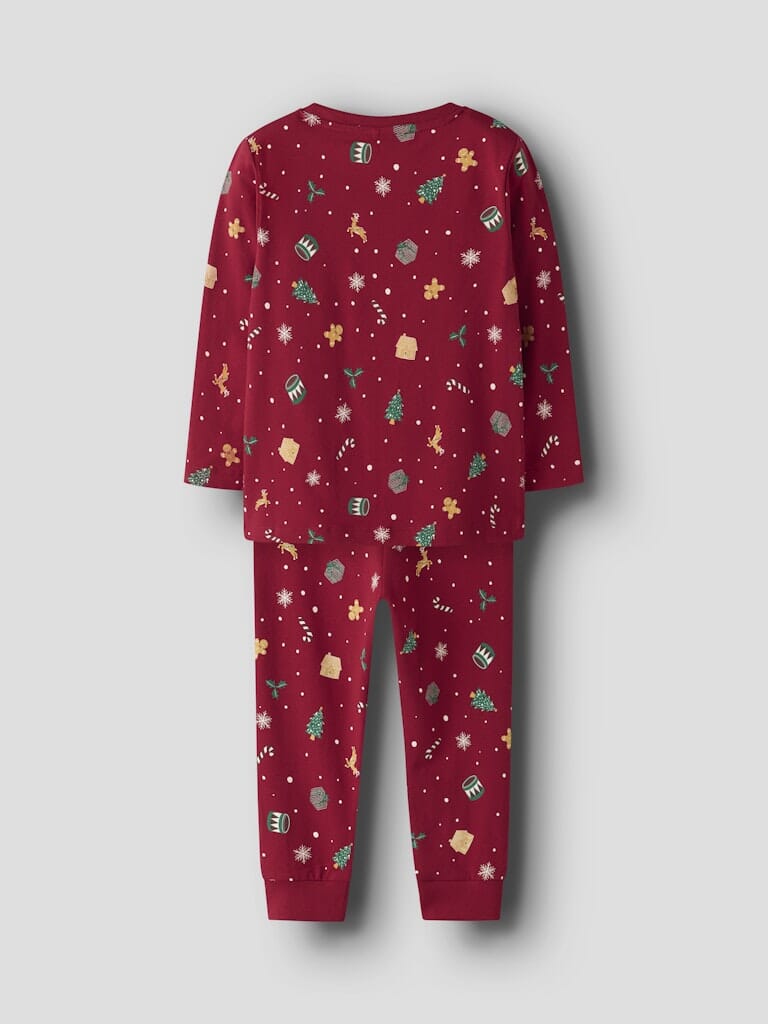Name It - Nmnvismas Ls Nightset - 4879856 Jester Red Xmas Aop Red Nattøj 