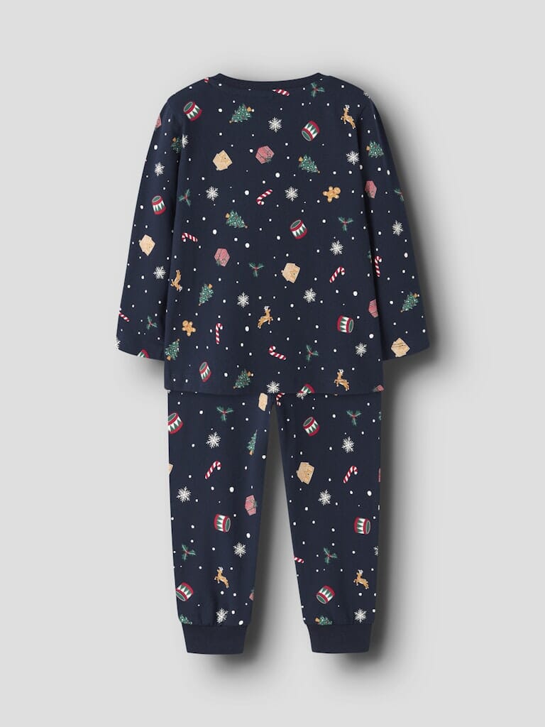 Name It - Nmnvismas Ls Nightset - 4879857 Navy Blazer Xmas Aop Navy Nattøj 