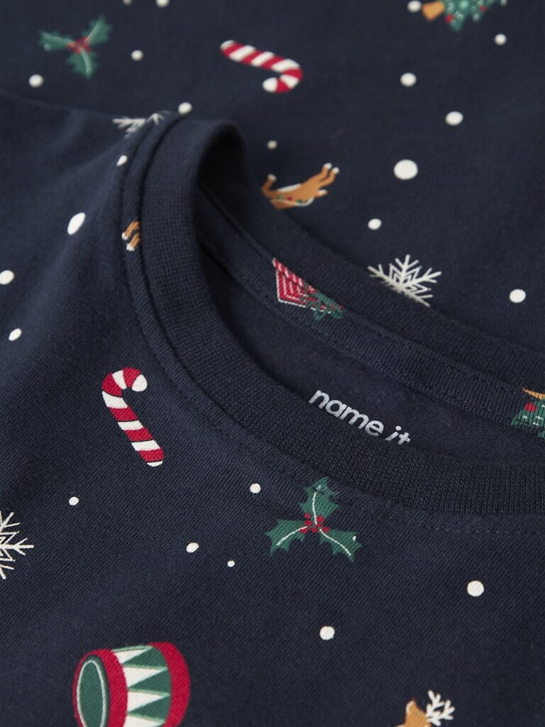 Name It - Nmnvismas Ls Nightset - 4879857 Navy Blazer Xmas Aop Navy Nattøj 