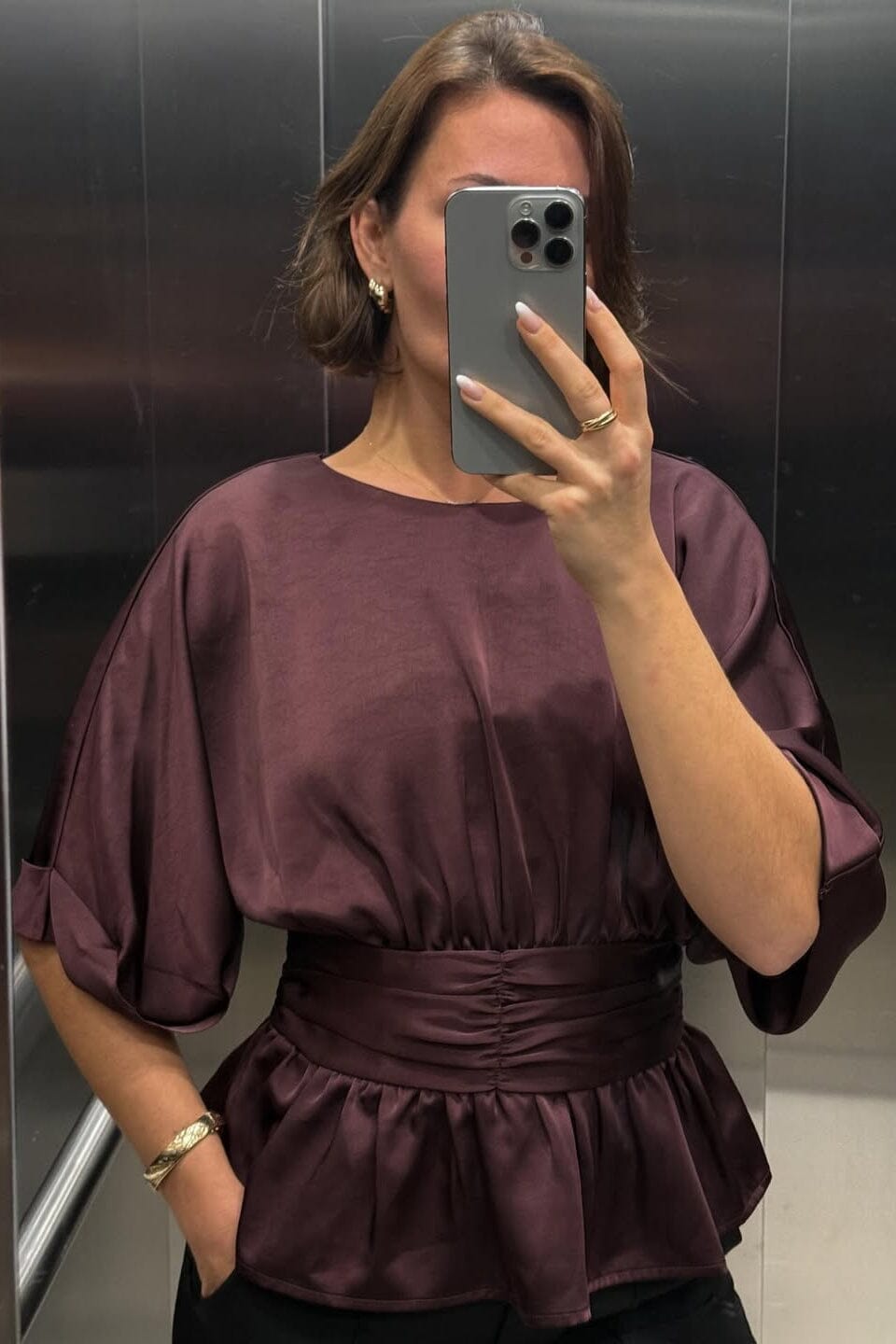 Neo Noir - Annegret Heavy Sateen Blouse 166830 - 174 - Burgundy Bluser 