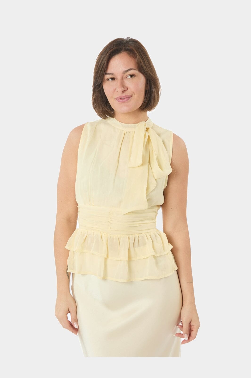 Neo Noir - Ansol Solid Chiffon Top 166671 - 191 - Light Yellow