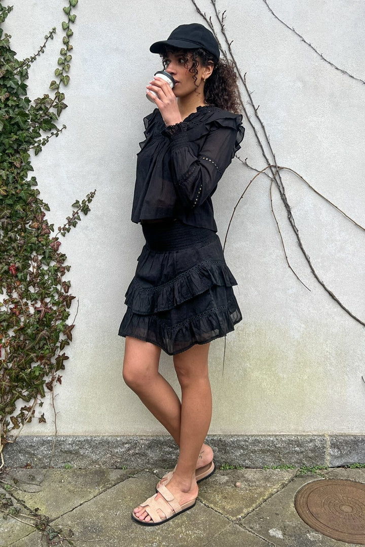 Neo Noir - Aurika S Voile Blouse - Black Bluser 