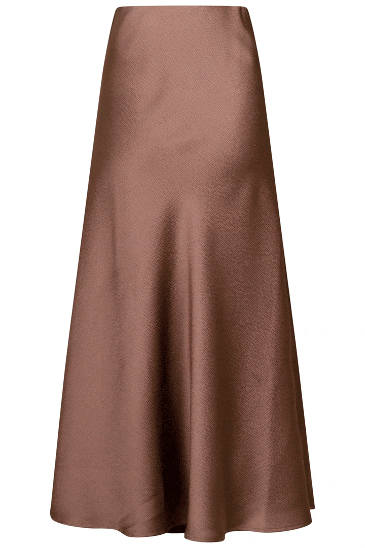 Neo Noir - Bovary Crepe Satin Skirt - Dusty Brown Nederdele 