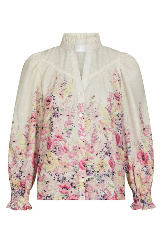 Neo Noir - Calloma Flower Print Blouse 166266 - 124 - Ivory