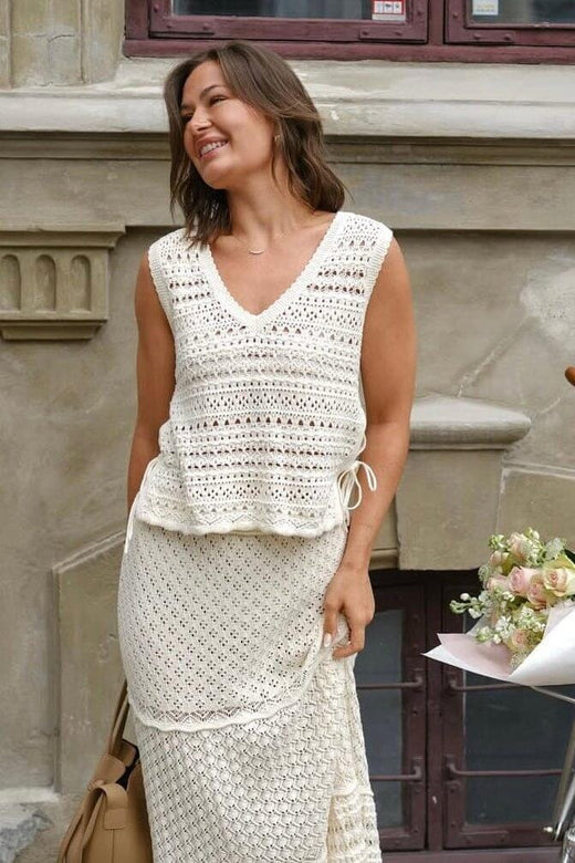 Neo Noir - Catana Crochet Knit Top 165990 - 122 - Creme Strikbluser 