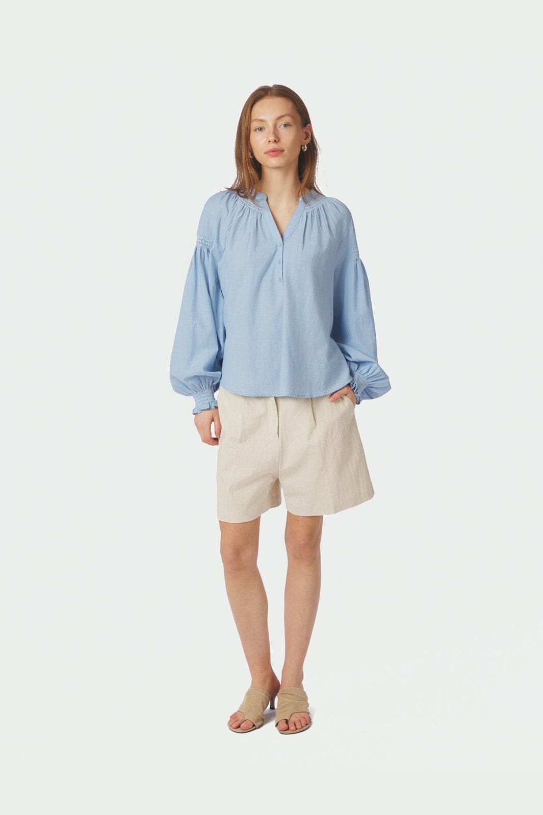 Neo Noir - Celise Chambray Blouse 168738 - 145 - Light Blue