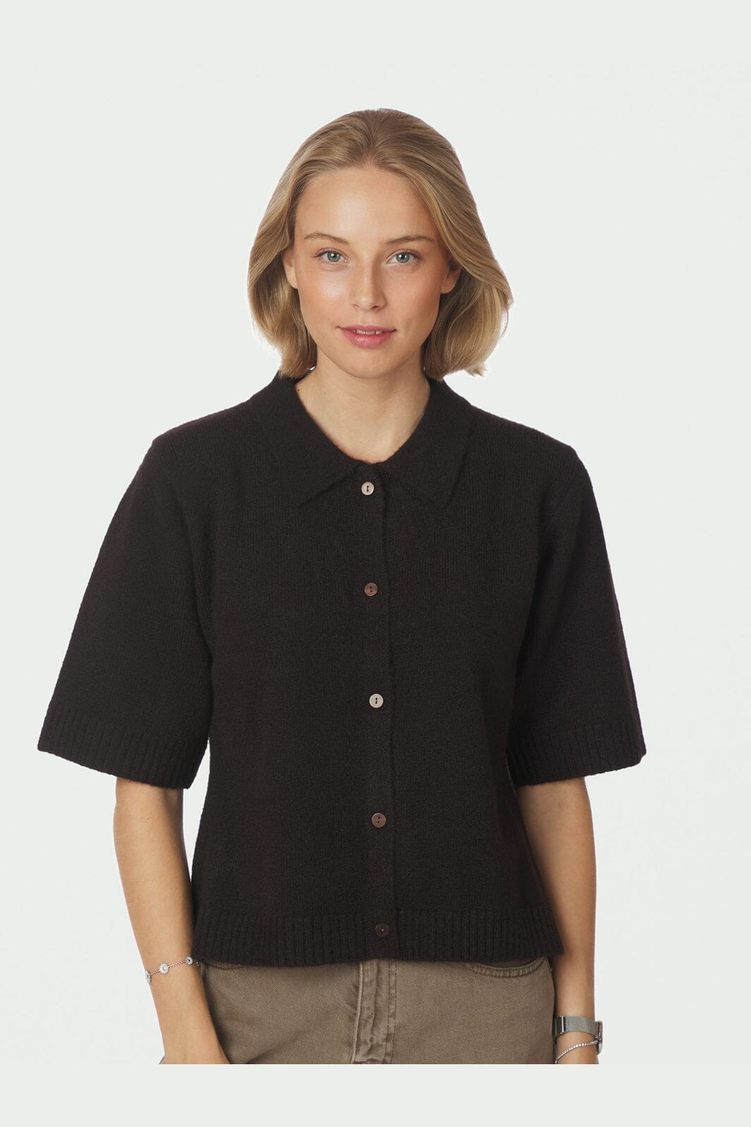 Neo Noir - Cunna Knit Blouse 166251 - 676 - Dark Brown