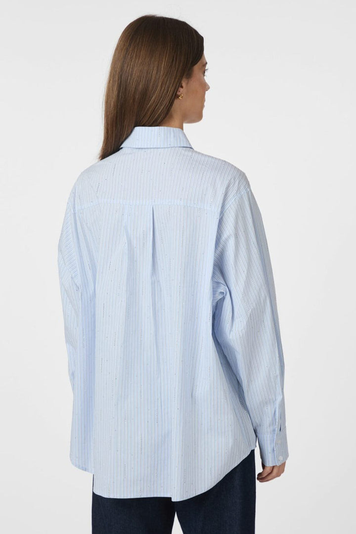 Neo Noir - Dalma Pattern Stone Shirt 166110 - 665 - Light Blue Stripe