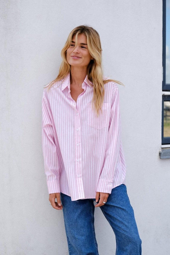 Neo Noir - Dalma Soft Stripe Stone Shirt 166553 - 170 - Pink Skjorter 