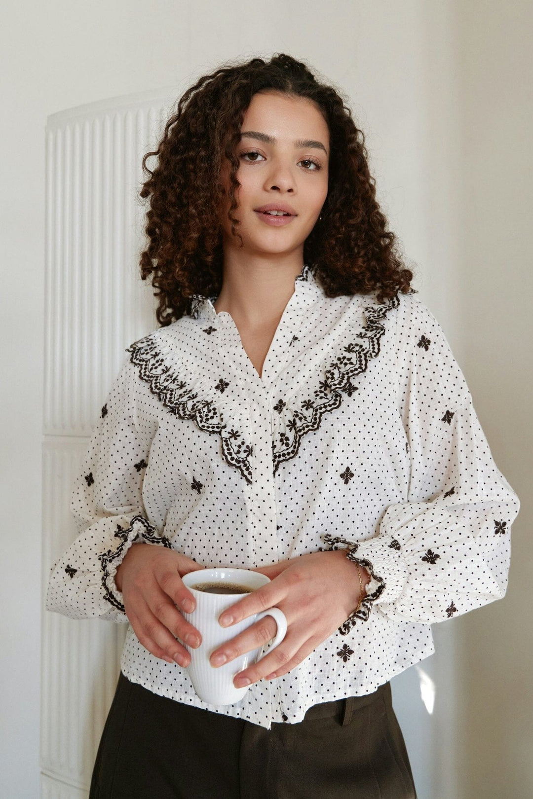 Neo Noir - Degas Dot Blouse 167708 - 121 - Off White Bluser 