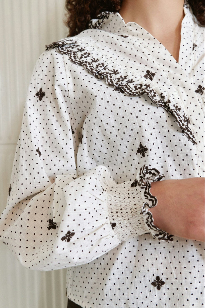 Neo Noir - Degas Dot Blouse 167708 - 121 - Off White Bluser 