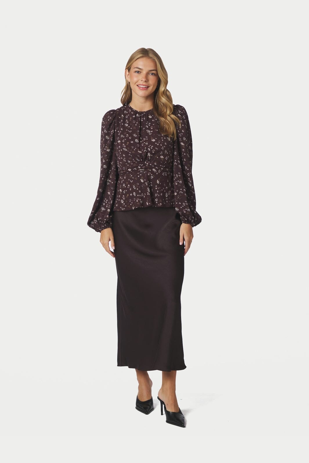 Neo Noir - Delphine Flowerbunch Blouse 170410 - 345 - Chocolate Plum