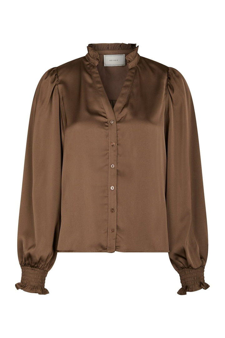 Neo Noir - Delsie Drapy Sateen Blouse 167479 - 306 - Dusty Brown