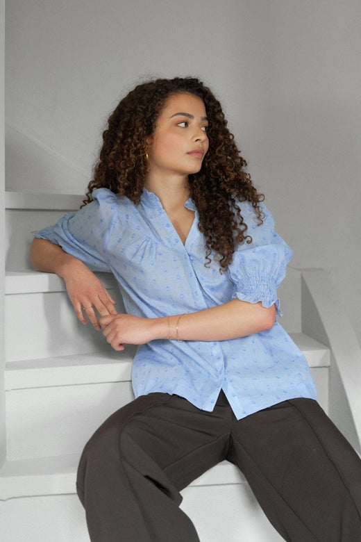 Neo Noir - Diana Dobby S Blouse 167750 - 145 - Light Blue Bluser 