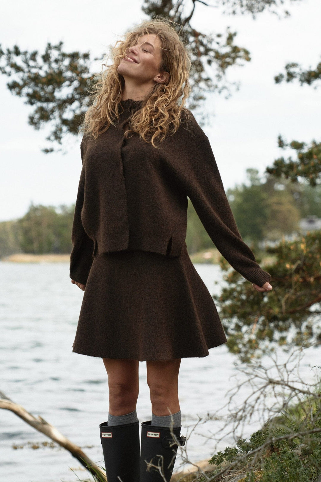 Neo Noir - Dione Fluffy Knit Cardigan 168537 - 205 - Brown Melange Cardigans 