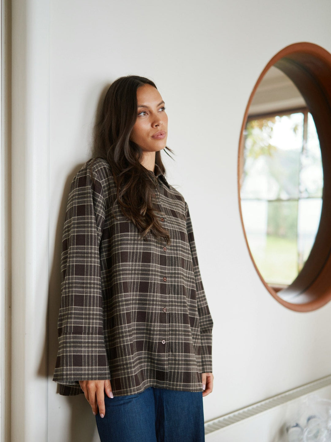 Neo Noir - Dita Flannel Check Shirt 171676 - 210 - Brown Skjorter 
