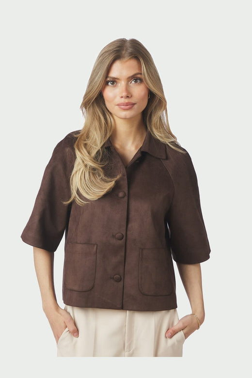 Neo Noir - Editta Faux Suede Jacket 168268 - 676 - Dark Brown