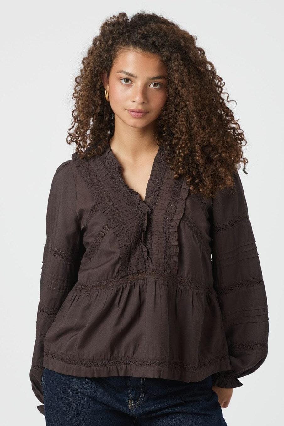 Neo Noir - Elfie Blouse 166694 - 676 - Dark Brown