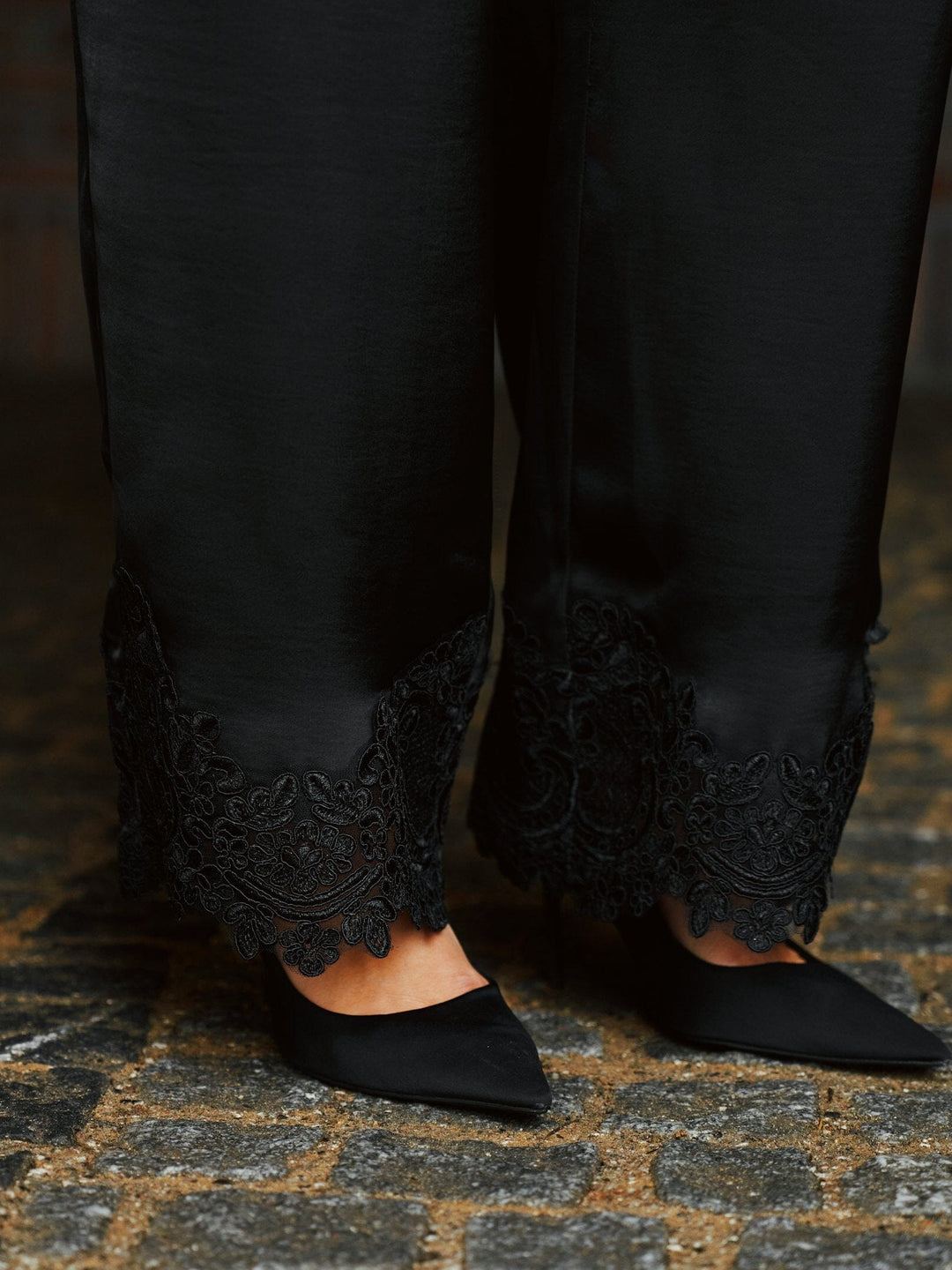 Neo Noir - Emery Heavy Sateen Lace Pants 170662 - 100 - Black Bukser 