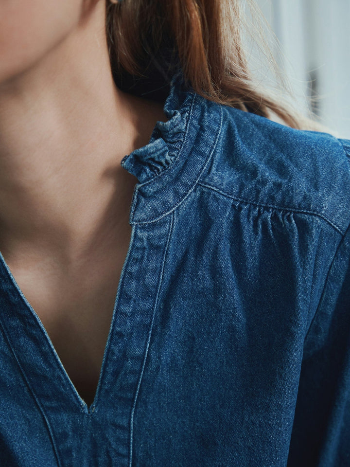 Neo Noir - Emmeline Denim Blouse 164434 - 534 - Dark Blue Bluser 