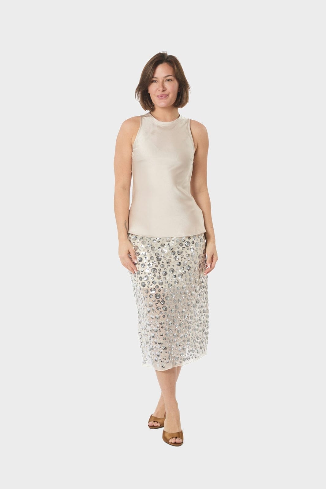 Neo Noir - Gilla Flower Sequins Skirt 167537 - 122 - Creme