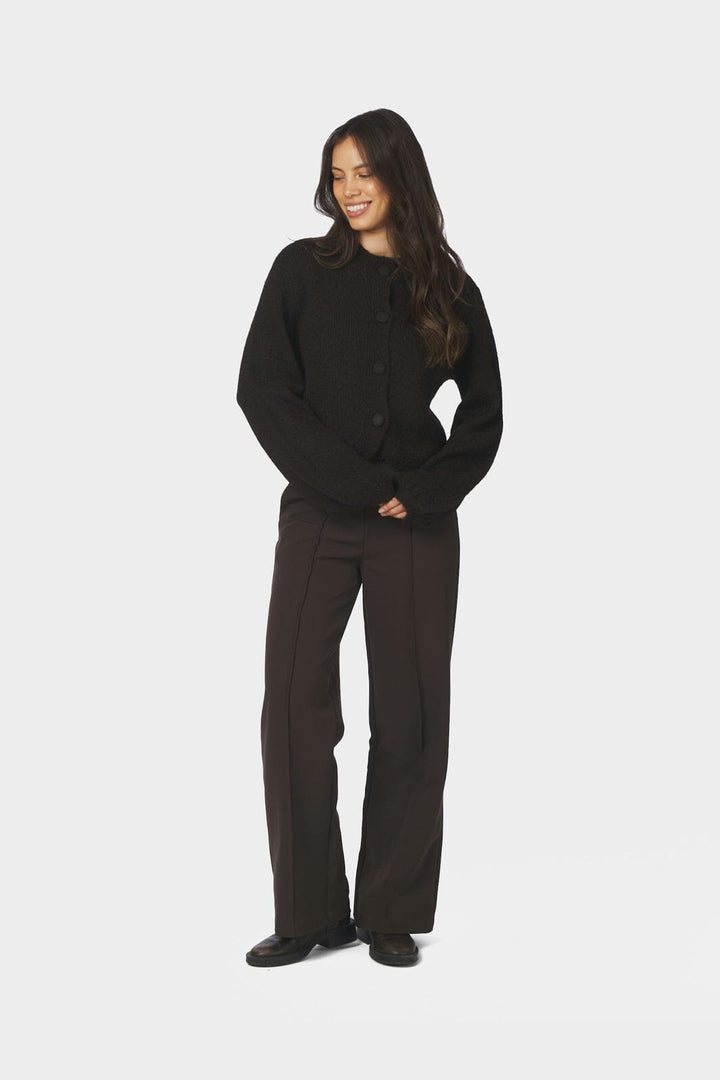 Neo Noir - Gio Fluffy Knit Cardigan 168524 - 676 - Dark Brown