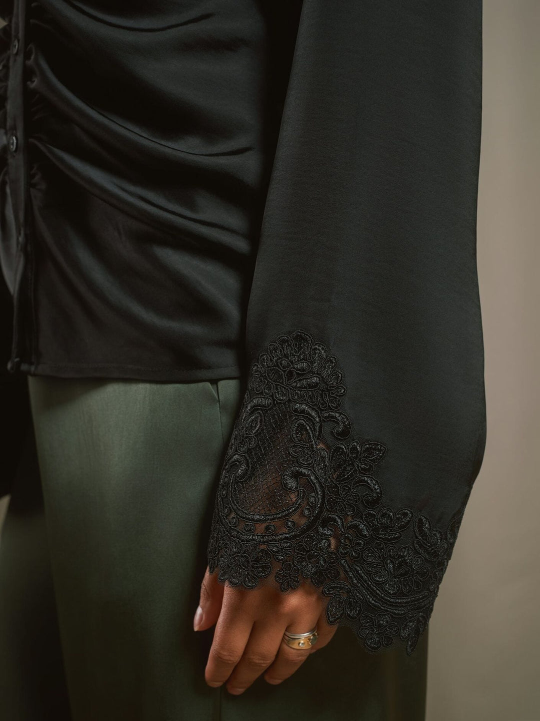 Neo Noir - Giovah Lace Sateen Shirt 171221 - 100 - Black Skjorter 