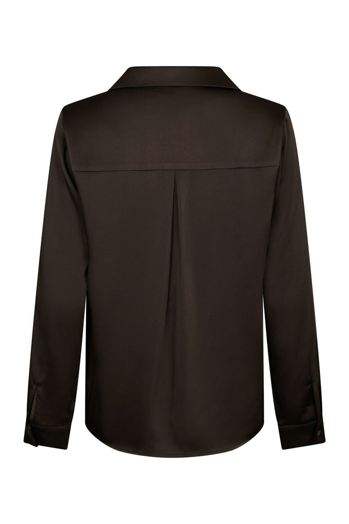 Neo Noir - Hazelle Drapy Satin Shirt 168949 - 676 - Dark Brown