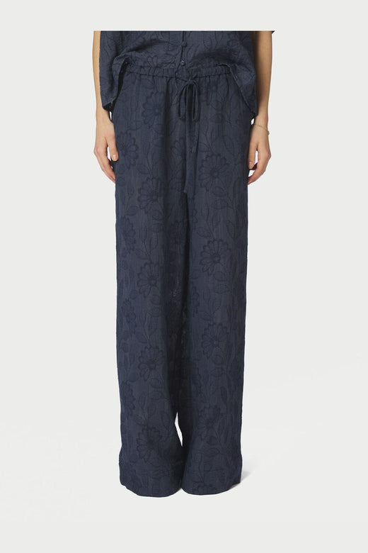 Neo Noir - Heifa Flower Stripe Pants 168495 - 534 - Dark Blue