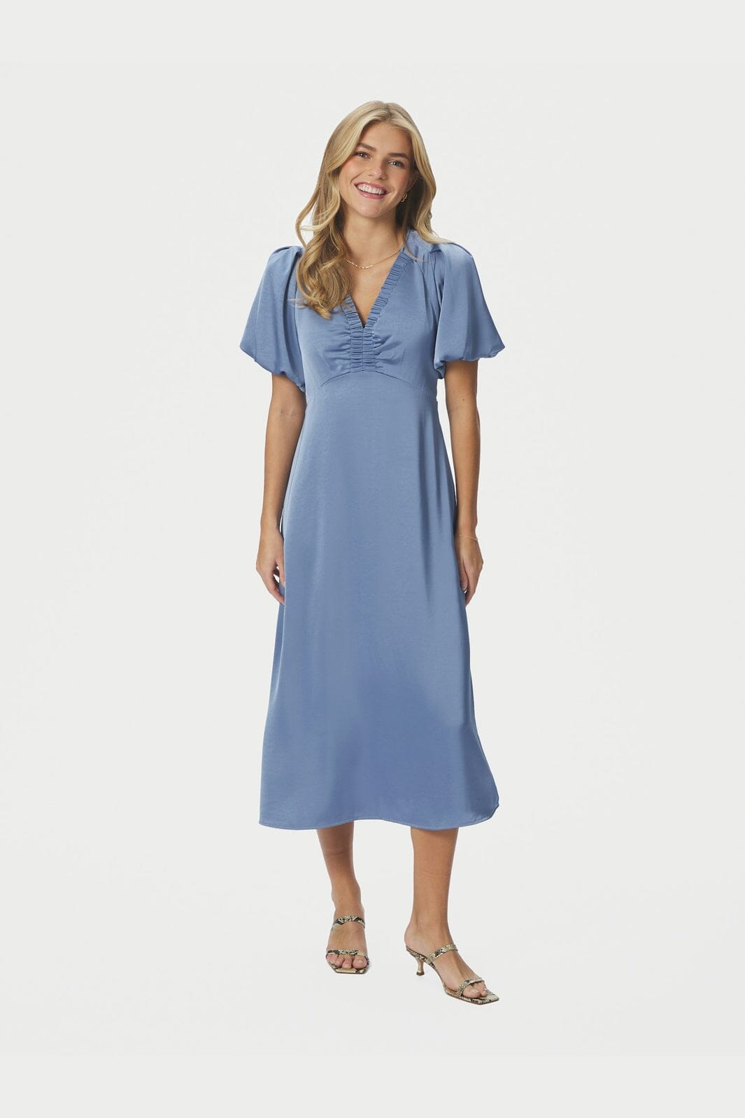 Neo Noir - Illana Heavy Sateen Dress 162521 - 407 - Smoke Blue