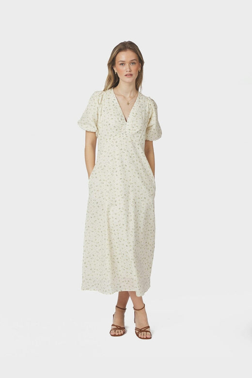 Neo Noir - Illana Small Rose Flower Dress 169259 - 191 - Light Yellow