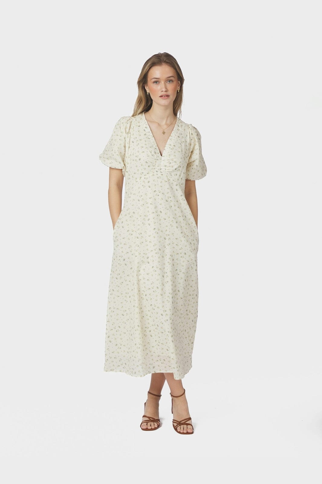 Neo Noir - Illana Small Rose Flower Dress 169259 - 191 - Light Yellow