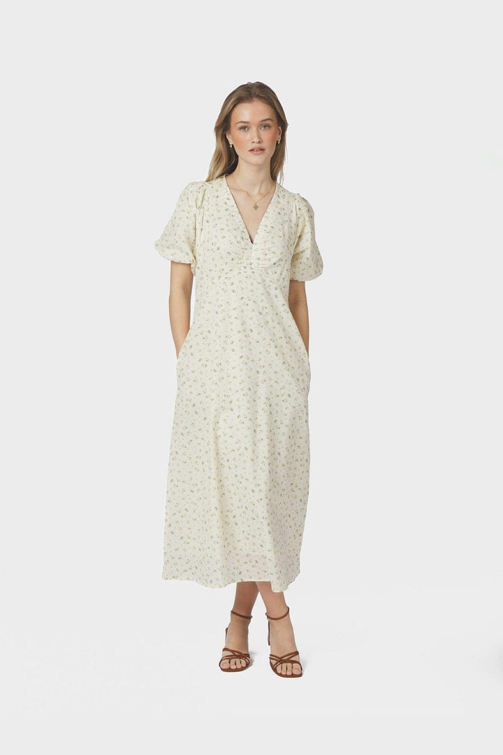 Neo Noir - Illana Small Rose Flower Dress 169259 - 191 - Light Yellow