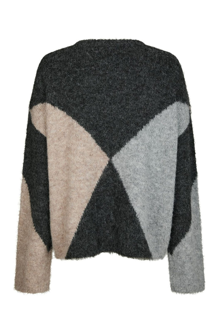 Neo Noir - Inga Check Fluff Knit Blouse 165205 - 132 - Antracit