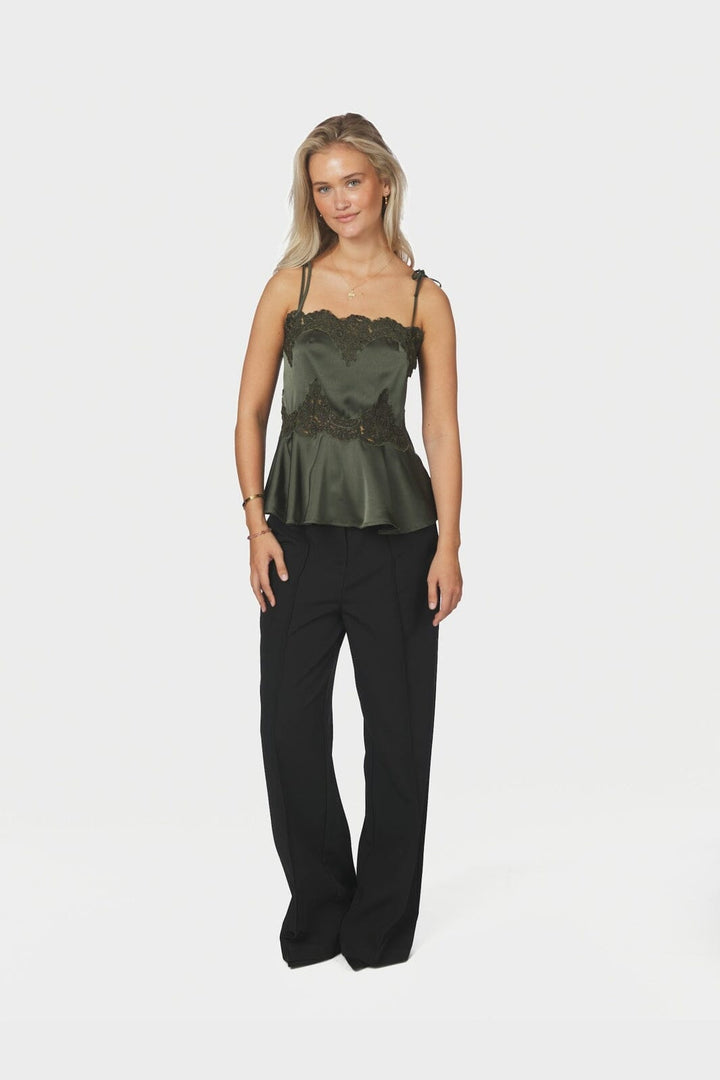 Neo Noir - Kaela Heavy Sateen Lace Top 168290 - 591 - Deep Green