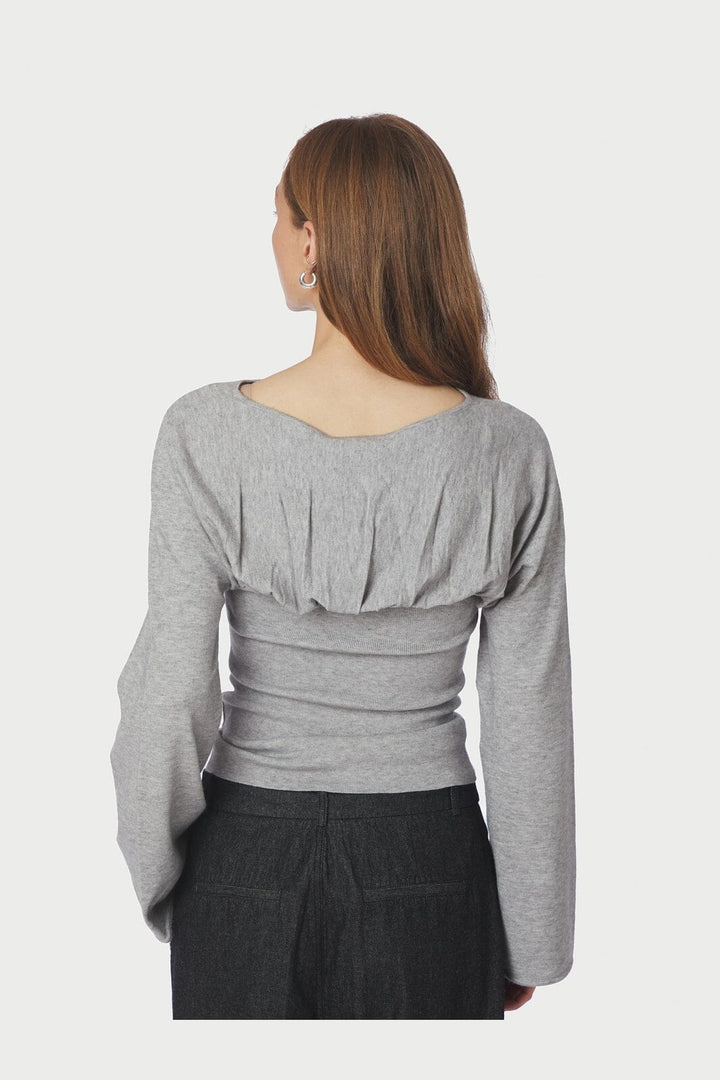 Neo Noir - Kaiba Knit Blouse 166875 - 103 - Light Grey Melange