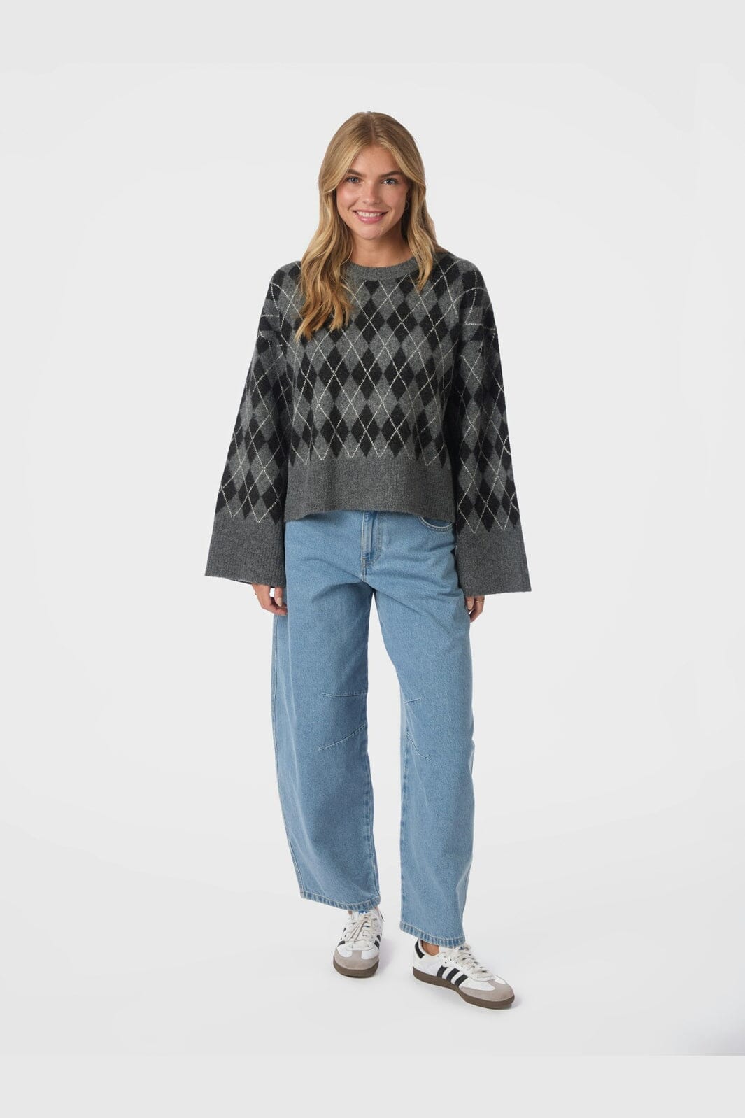 Neo Noir - Kick Check Knit Blouse 165204 - 132 - Antracit