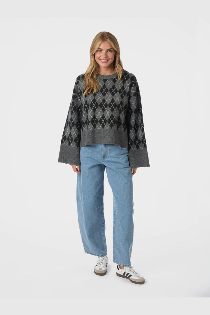 Neo Noir - Kick Check Knit Blouse 165204 - 132 - Antracit