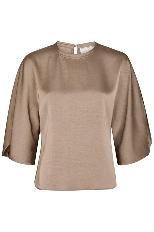 Neo Noir - Liora Heavy Sateen Blouse 165567 - 811 - Dark Taupe