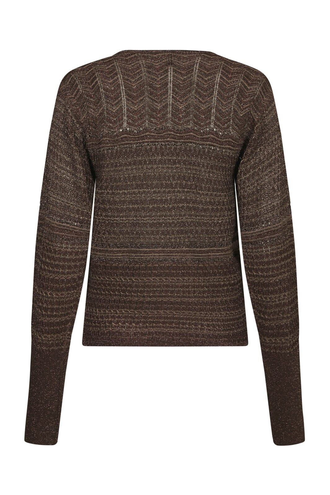 Neo Noir - Lumi Chevron Knit Blouse 171143 - 676 - Dark Brown