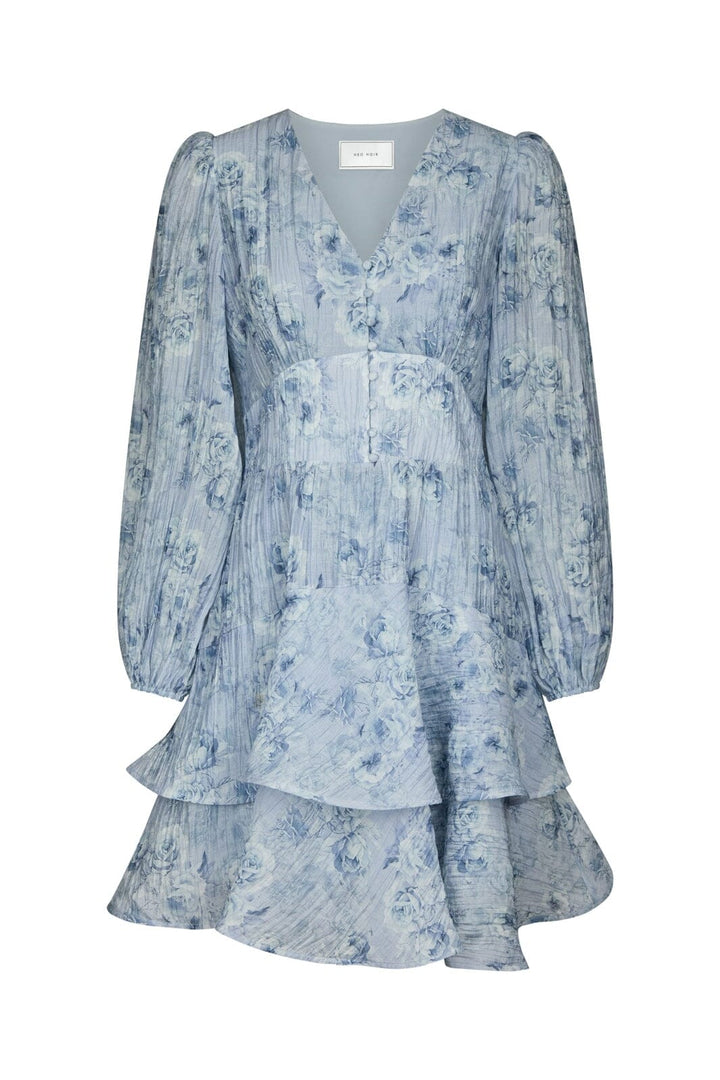 Neo Noir - Mabella Crepe Print Dress 167703 - 142 - Dusty Blue