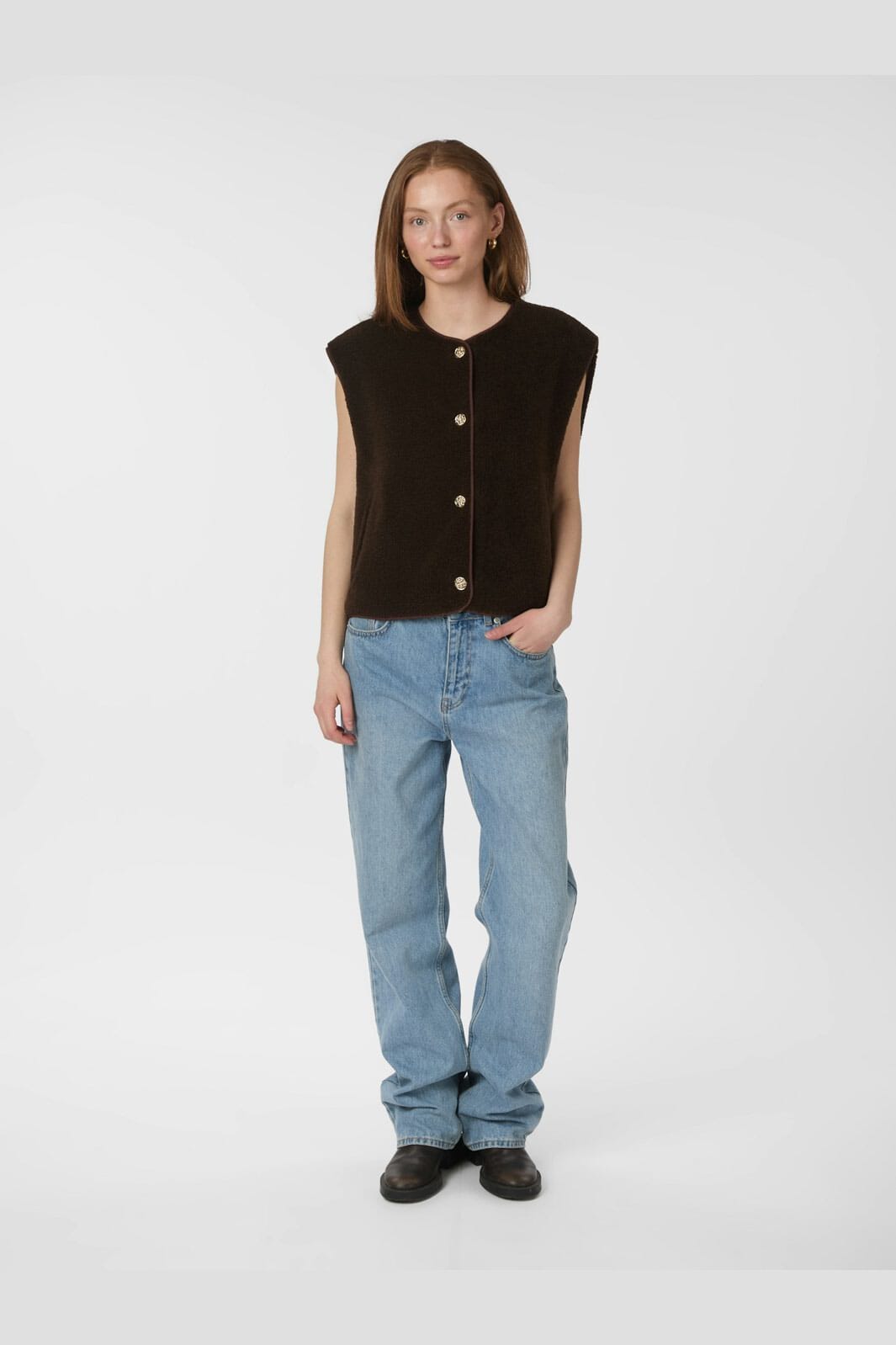 Neo Noir - Mariko Teddy Vest 164594 - 676 - Dark Brown